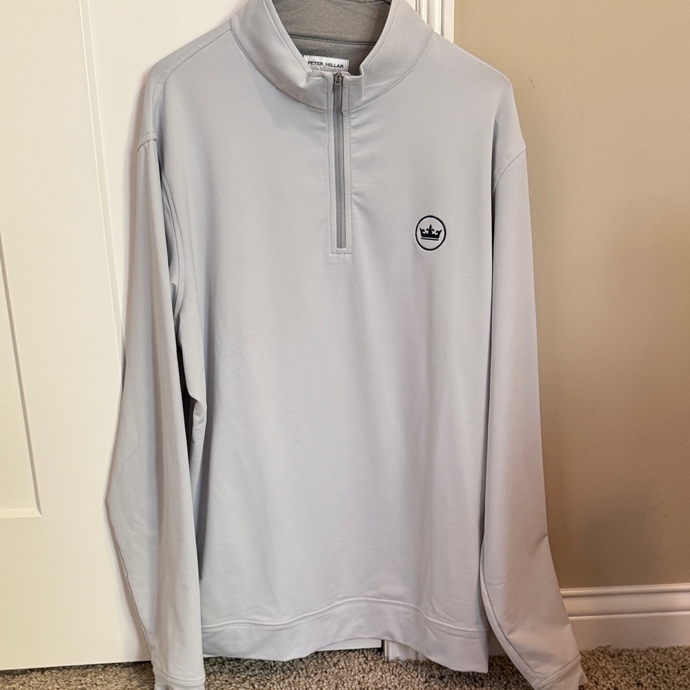 Peter Millar Gray Quarter-Zip Pullover size large